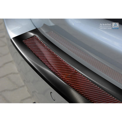 Edelstahl Heckstoßstangenschutz 'Deluxe' passend für BMW 5er F11 Touring 2010-2016 Schwarz/Rot-Schwarz Karbon