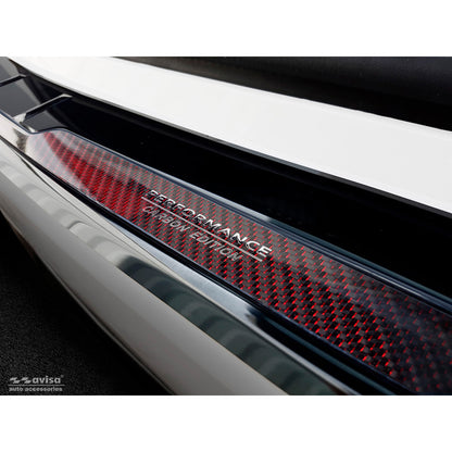 Edelstahl Heckstoßstangenschutz 'Deluxe' passend für BMW 5er G31 Touring 2017-2020 exkl. M-Sport 'Performance' Spiegelschwarz/Rot-Schwarz Karbon