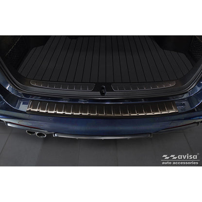 Schwarz Edelstahl Heckstoßstangenschutz passend für BMW 3er (F31) Touring 2012-2015 & FL 2015-2019 'Ribs'