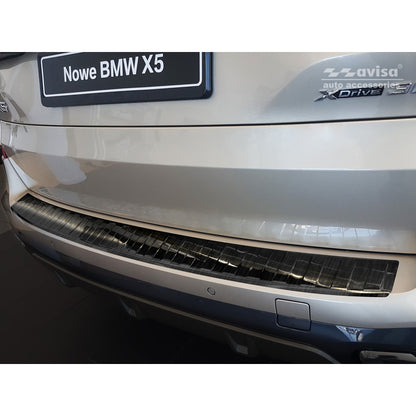 Schwarz Edelstahl Heckstoßstangenschutz passend für BMW X5 (G05) M-Paket 2018- exkl. M-Competition 'Ribs'
