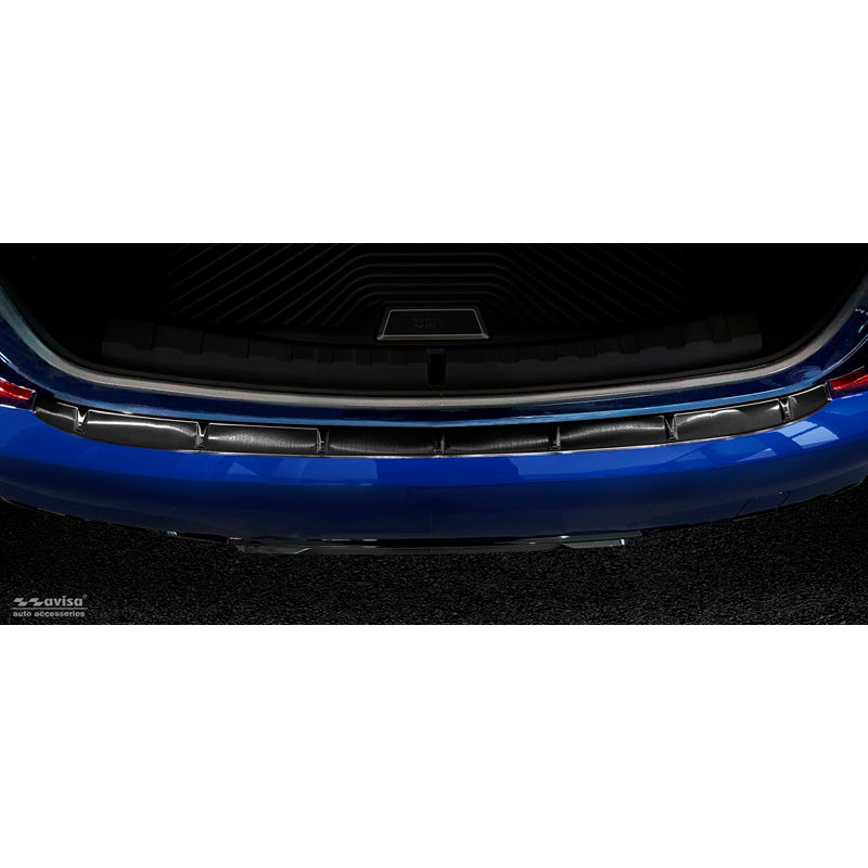 Schwarz Edelstahl Heckstoßstangenschutz passend für BMW 3er G20 Limousine M-Paket 2018-