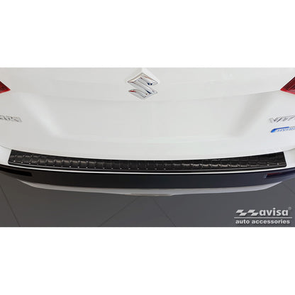 Schwarz Edelstahl Heckstoßstangenschutz passend für Suzuki Vitara II 2015-2018 & FL 2018- inkl. Hybrid 'Ribs'