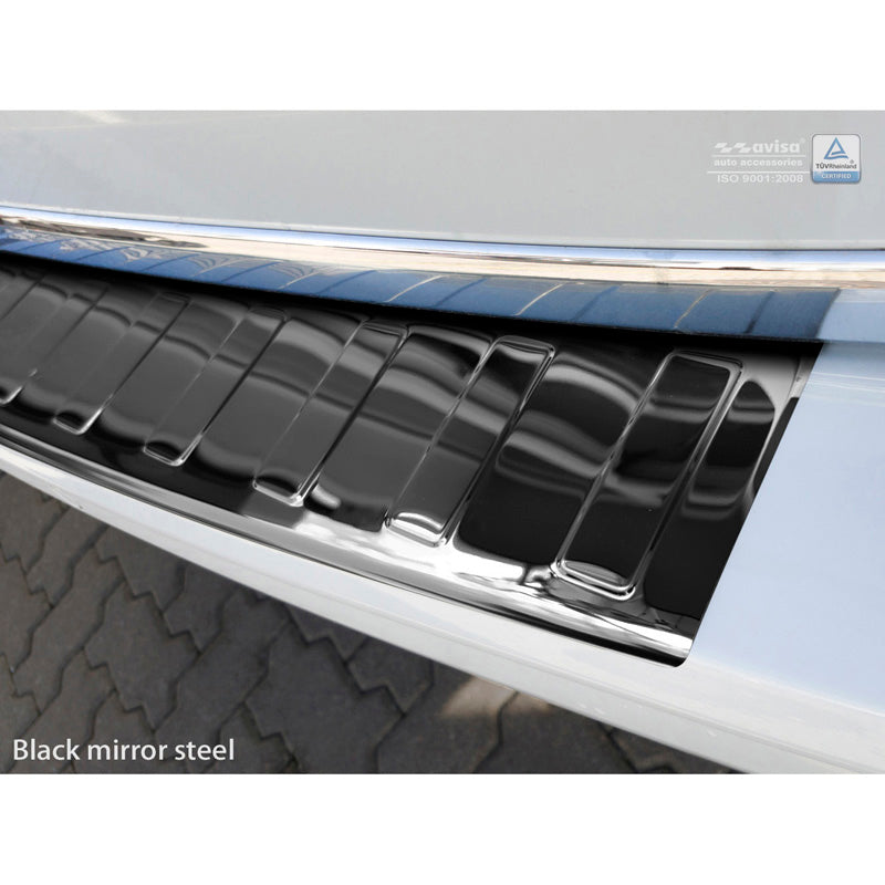 Spiegelschwarz Edelstahl Heckstoßstangenschutz passend für Volkswagen Transporter T6 2015-2019 & FL 2019-2020 & T6.1 2020-2022 (mit Heckklappe) 'Ribs'