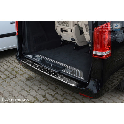 Spiegelschwarz Edelstahl Heckstoßstangenschutz passend für Mercedes Vito / V-Klasse 2014-2019 & Facelift 2019- 'Ribs'