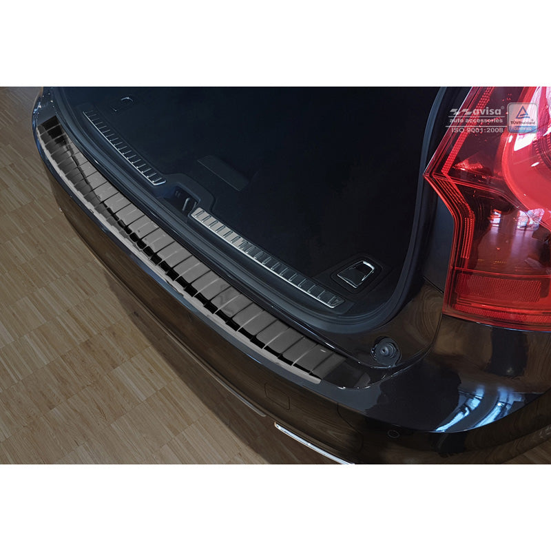 Spiegelschwarz Edelstahl Heckstoßstangenschutz passend für Volvo V90 9/2016- 'Ribs'