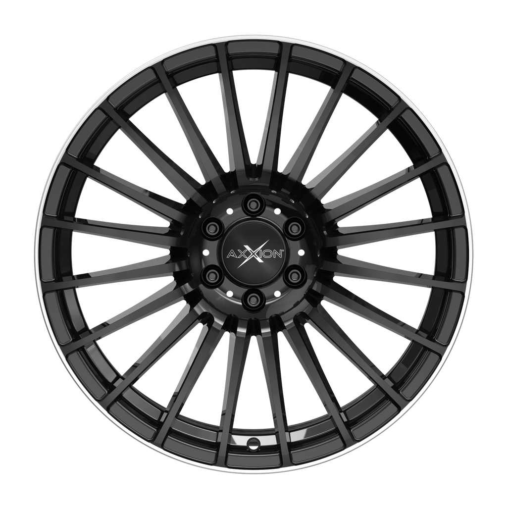 AXXION Felge AX5 Schwarz glänzend lackiert mit Hochglanzpoliertem Felgenbett