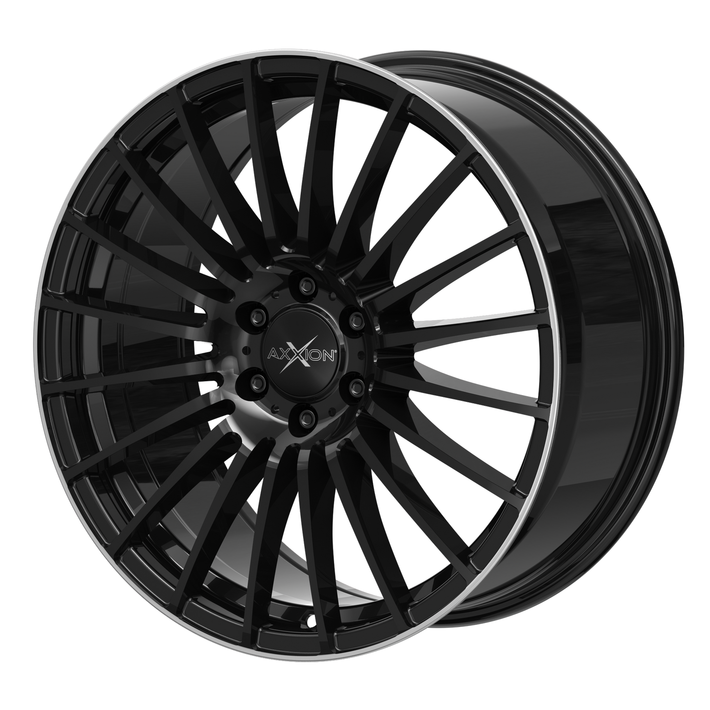 AXXION Felge AX5 Schwarz glänzend lackiert mit Hochglanzpoliertem Felgenbett
