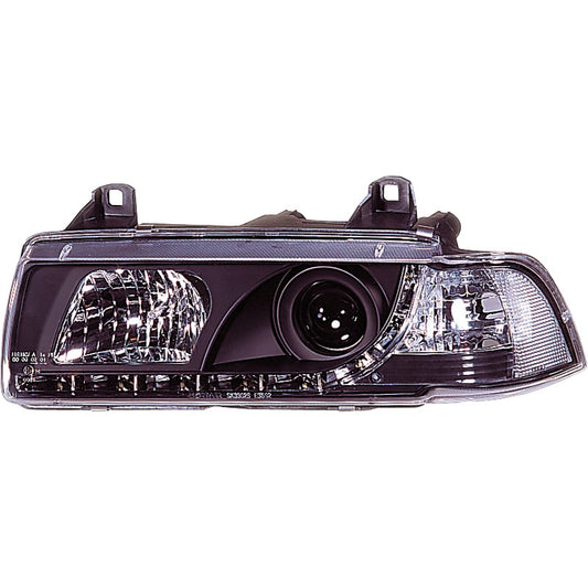Satz Frontscheinwerfer TFL-Look passend für BMW 3er E36 Coupe/Cabrio - Schwarz
