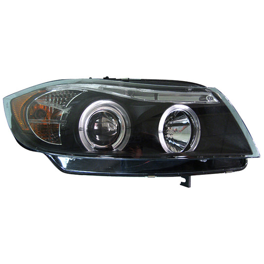 Satz Frontscheinwerfer passend für BMW 3er E90/E91 Limousine/Touring 2005-2008 - Schwarz - inkl. Standlichtringen