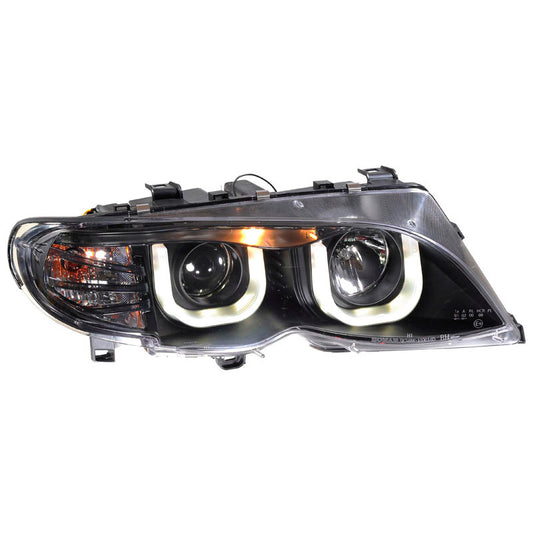 Satz Frontscheinwerfer TFL-Look passend für BMW 3er E46 Limousine/Touring 2002-2005 - Schwarz - inkl. Motor