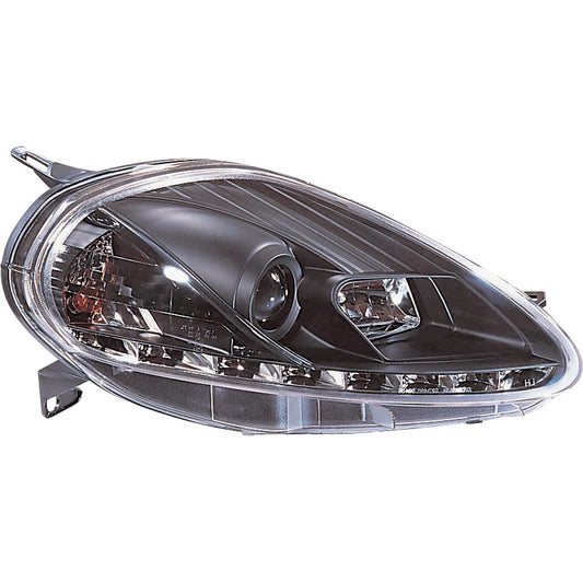 Satz Frontscheinwerfer inkl. TFL passend für Fiat Grande Punto 2005-2008 - Schwarz - inkl. Motor