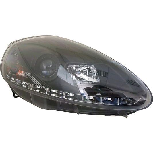 Satz Frontscheinwerfer TFL-Look passend für Fiat Grande Punto 2005-2008 - Schwarz