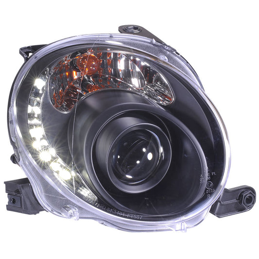 Satz Frontscheinwerfer TFL-Look passend für Fiat 500 2007- - Schwarz