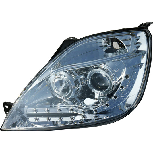 Satz Frontscheinwerfer TFL-Look passend für Ford Fiesta VI 2002-2008 - Chrom - inkl. Motor
