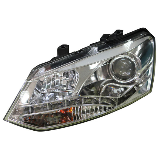 Satz Frontscheinwerfer TFL-Look passend für Volkswagen Polo 6R 2009-2014 - Chrom - inkl. Motor