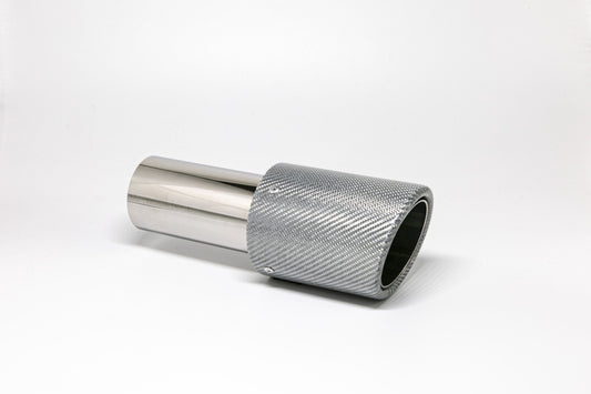 Friedrich Motorsport Endrohr 90mm rund Carbon abgeschrägt silber glänzend