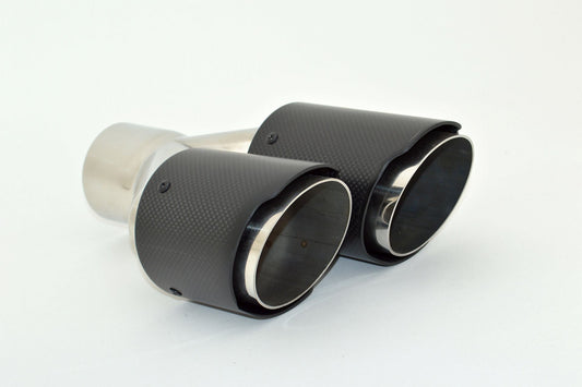 Friedrich Motorsport Endrohr Carbon 2x90mm rund scharf abgeschrägt versetzt links, schwarz