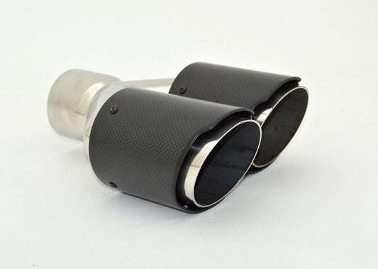 Friedrich Motorsport Endrohr Carbon 2x90mm rund scharf abgeschrägt versetzt rechts, schwarz