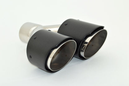 Friedrich Motorsport Endrohr Carbon 2x100mm rund scharf abgeschrägt versetzt links, schwarz (Aufpreis)