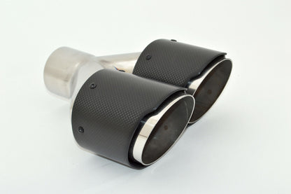 Friedrich Motorsport Endrohr Carbon 2x100mm rund scharf abgeschrägt versetzt rechts, schwarz