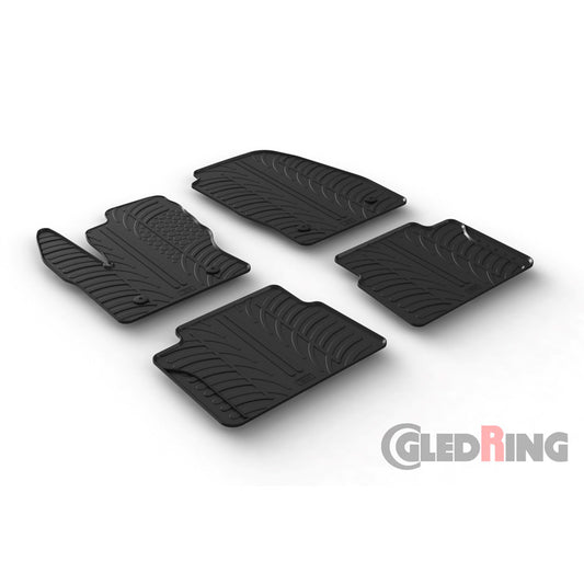 Satz Gummimatten passend für Ford Transit Connect Kombi Furgon (L1/L2) 2014-2022 (T Profil 4-teilig + Montage-clips)