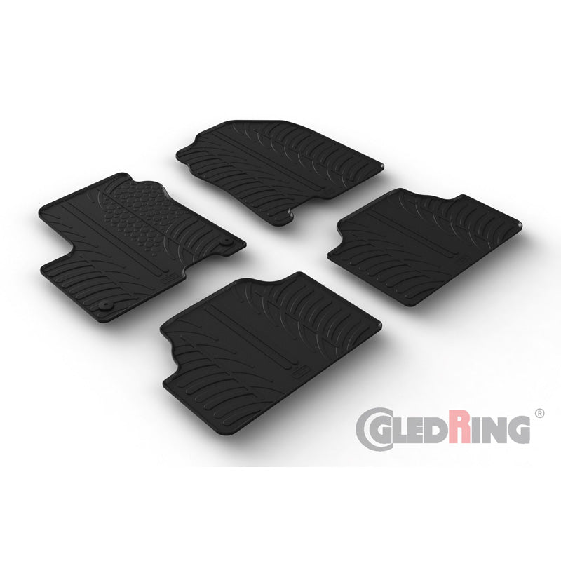 Satz Gummimatten passend für Hyundai Kona EV 4/2018- (T Profil 4-teilig + Montage-clips)