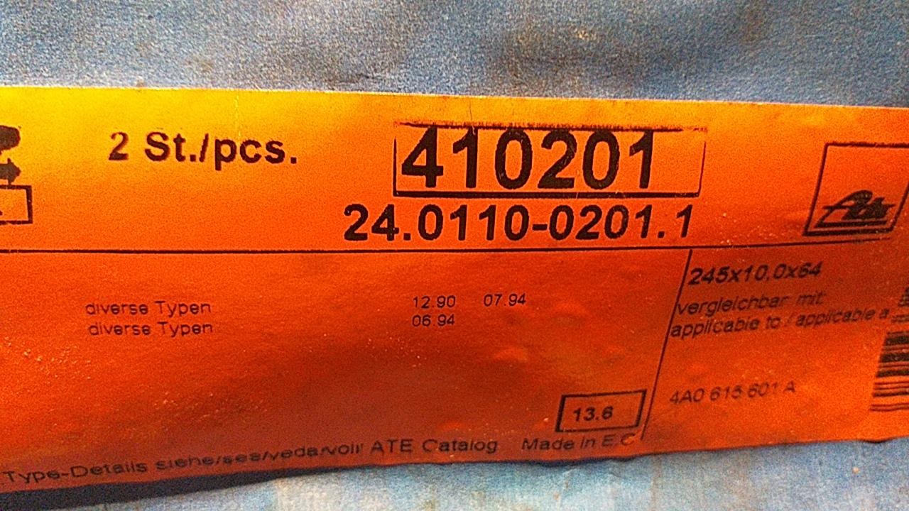 Audi 100-100 Quattro,  A6-A6 Quattro Bremsscheiben original ATE NEU