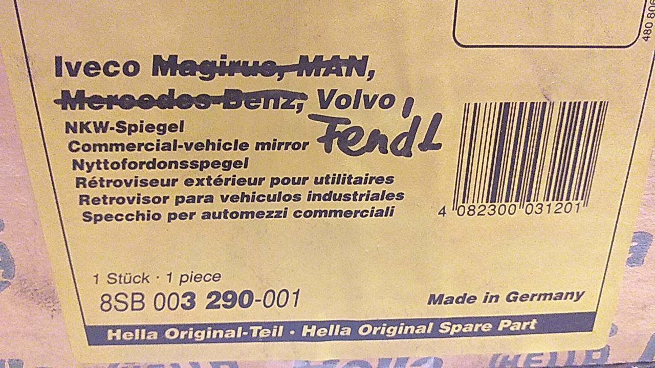 Fendt Iveco Volvo Außenspiegel r,l,schwarz original Hella NEU