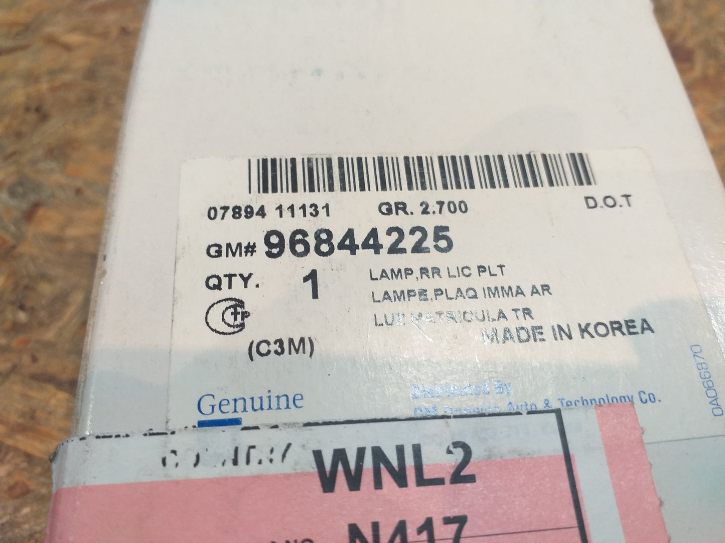 Chevrolet Daewoo Spark M300 Kennzeichenleuchte original GM NEU