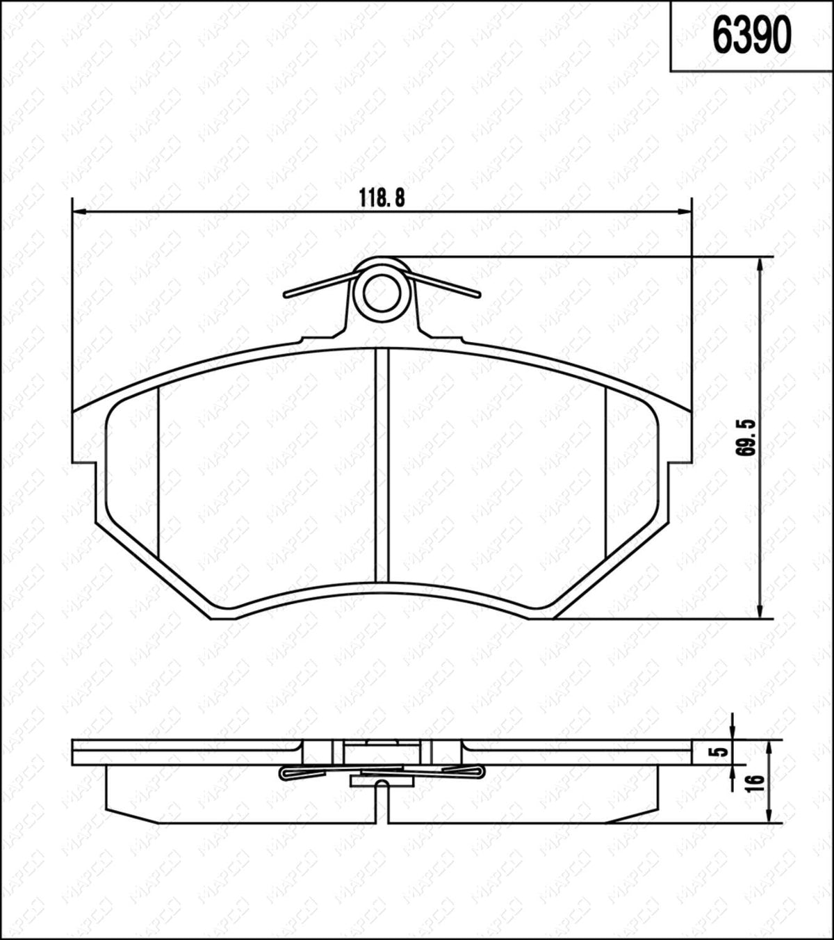 MAPCO Bremsbelagsatz, Scheibenbremse Vorderachse  6390