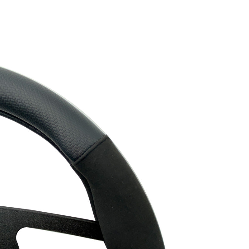 Simoni Racing Lenkradhülle Sporty - 37-39cm - Schwarz Bioleder, Mikrofaser, Karbon-Optik
Gelbe 12-Uhr-Markierung