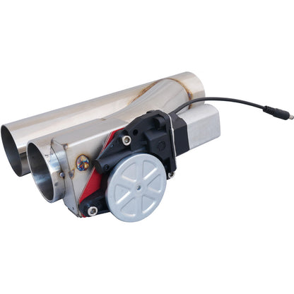 Simoni Racing Universel Y-Stück Auspuff-Regelventil (On/Off) mit Schalter & Kabelsatz