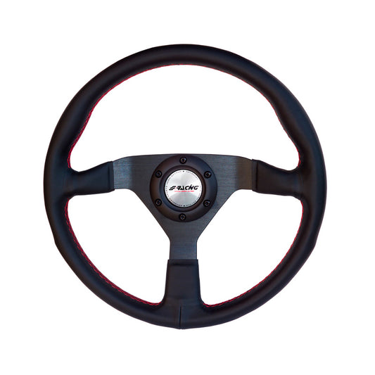 Simoni Racing Sportlenkrad Nob 350mm - Schwarz Leder + Rote Naten