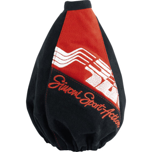 Simoni Racing Schaltknaufsack Sport Action - 150x150mm/Ø190mm - Schwarz/Rot Mikrofaser