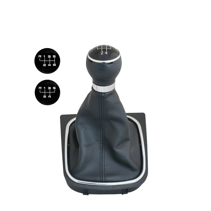 Simoni Racing Schaltknauf OEM passend für Volkswagen Golf VI/Jetta - Schwarz Leder + 2 Muster