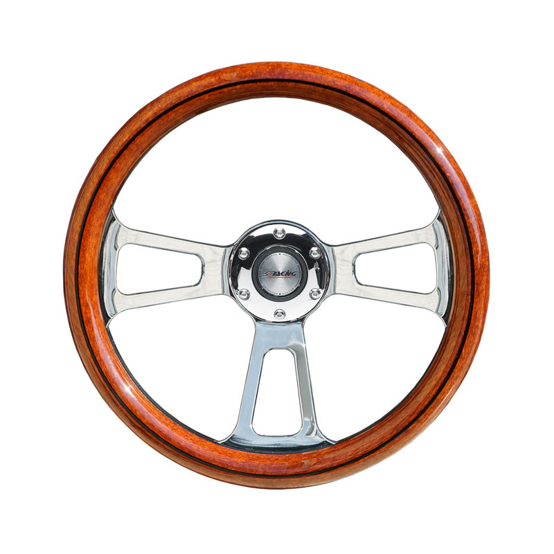 Simoni Racing Sportlenkrad Sella 350mm - Holz-Optik/Schwarz PU + Chrom Speichen