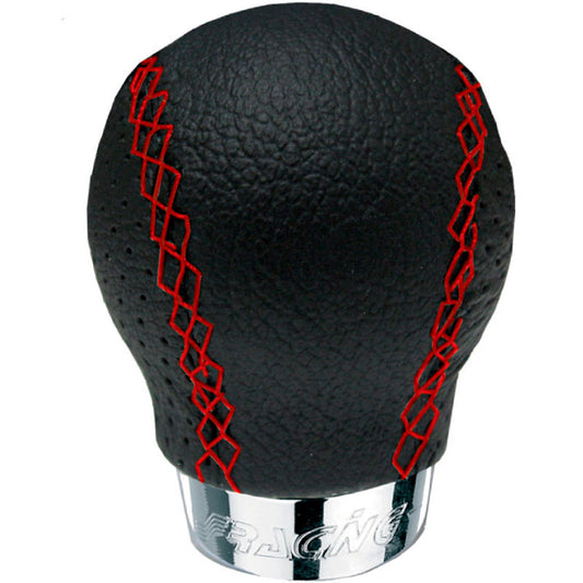 Simoni Racing Schaltknauf 'Set' Schwarz Leder + Rote Naten