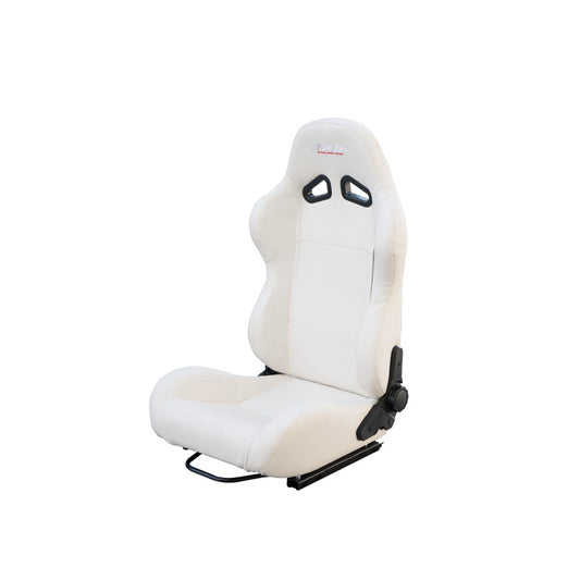 Simoni Racing Sportsitz Tazio - Weiß Bioleder - Doppelseitig Verstellbare Rückenlehne - inkl. Schlitten