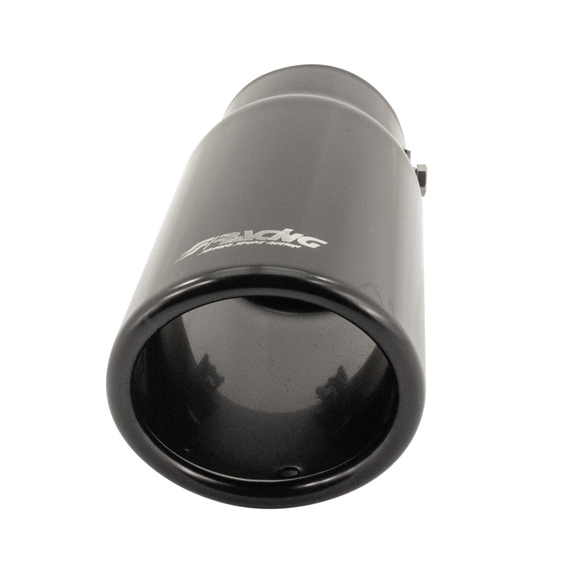 Simoni Racing Auspuffzierstücke Rund/Schräg Edelstahl Schwarz - Ø76xL180mm - Anschluß ->64mm