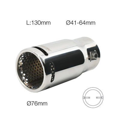 Simoni Racing Auspuffzierstück Rund Edelstahl - Ø76xL130mm - Anschluß 41-64mm