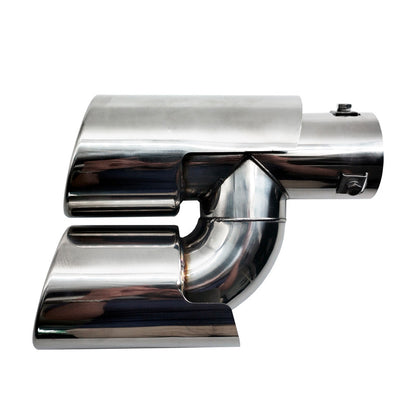 Simoni Racing Auspuffzierstück Doppel Rund Edelstahl - Ø90xL220mm - Anschluß ->Ø37-59mm