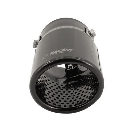 Simoni Racing Auspuffzierstück Oval/Schräg Schwarz - 76x80xL128mm - Anschluß ->68mm