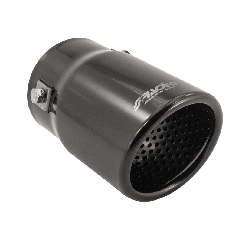 Simoni Racing Auspuffzierstück Oval/Schräg Schwarz - 76x80xL128mm - Anschluß ->68mm