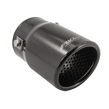 Simoni Racing Auspuffzierstück Oval/Schräg Schwarz - 76x80xL128mm - Anschluß ->68mm