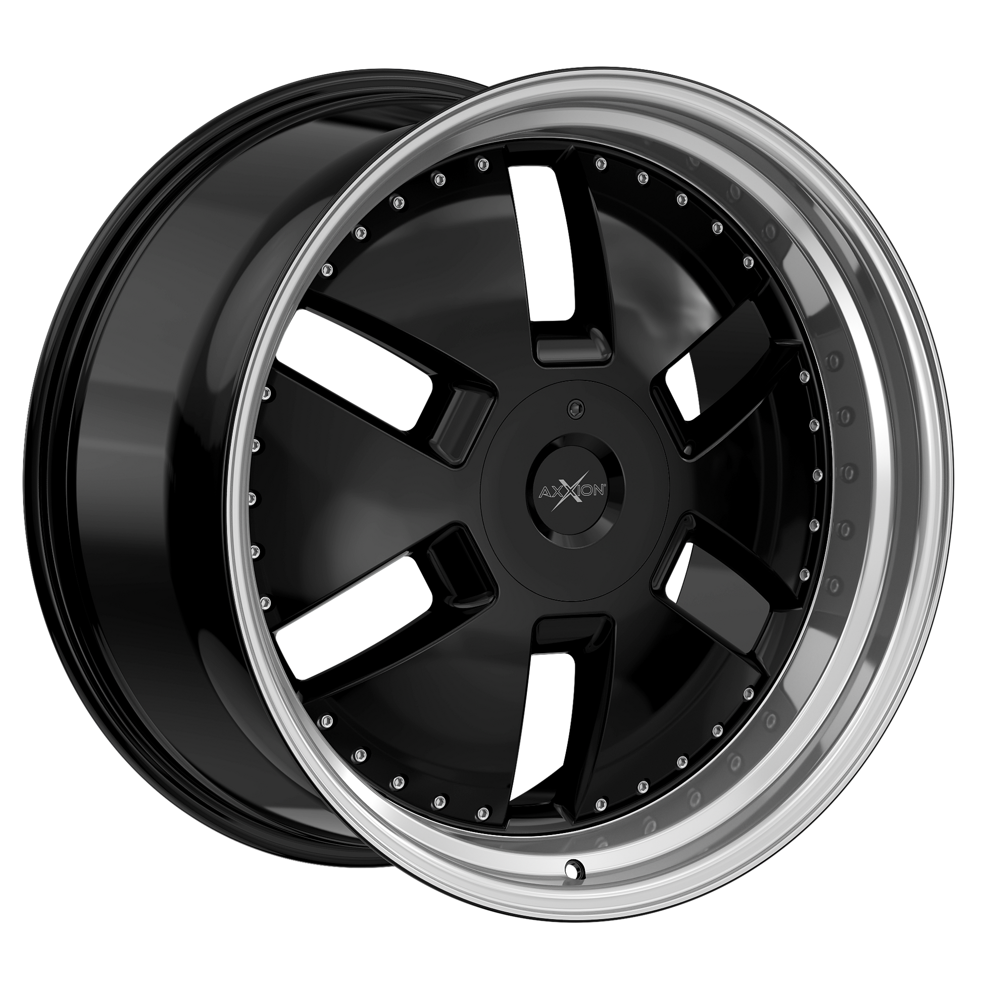 AXXION Felge Y1 Schwarz glänzend lackiert mit Hochglanzpoliertem Felgenbett