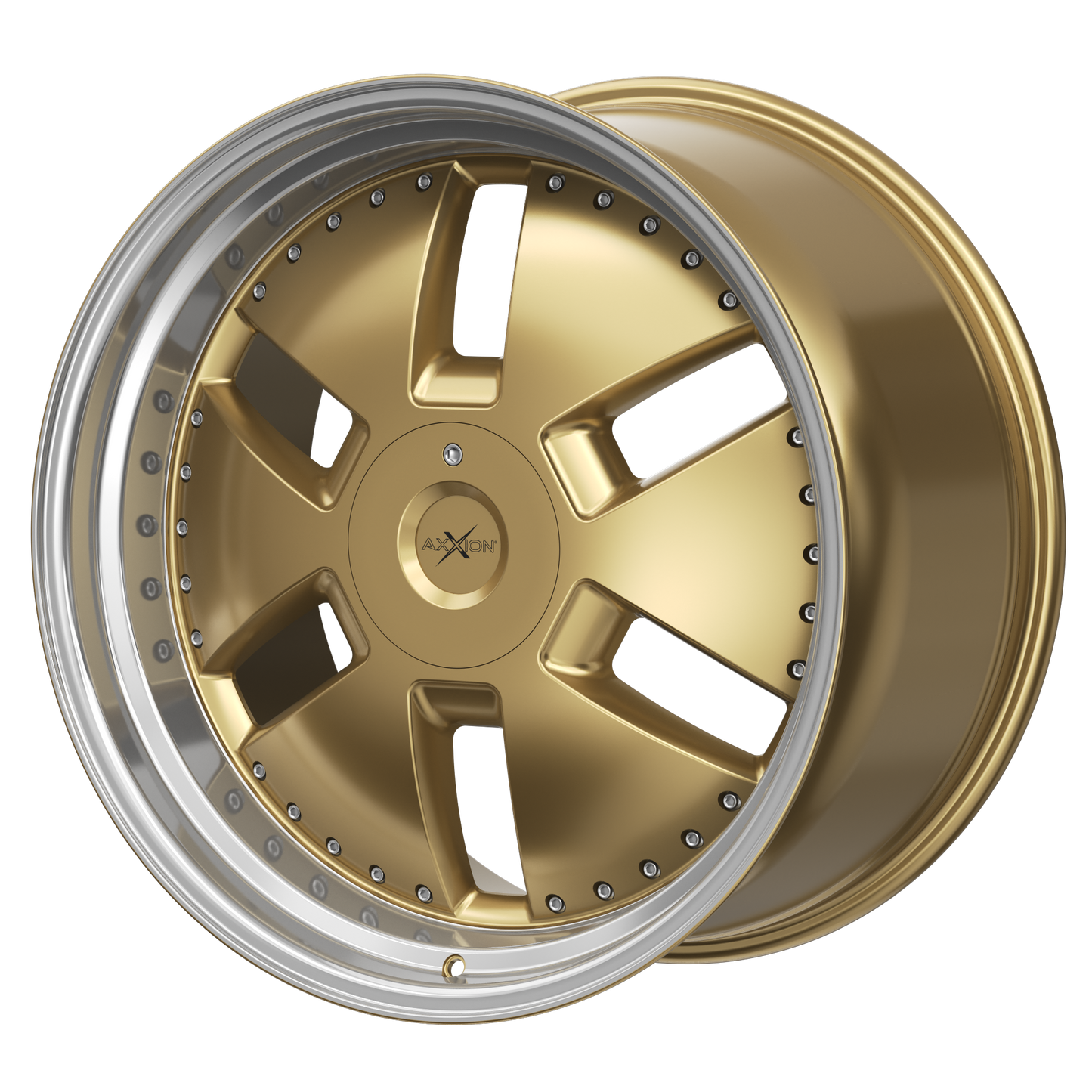 AXXION Felge Y1 Gold glänzend lackiert mit Hochglanzpoliertem Felgenbett