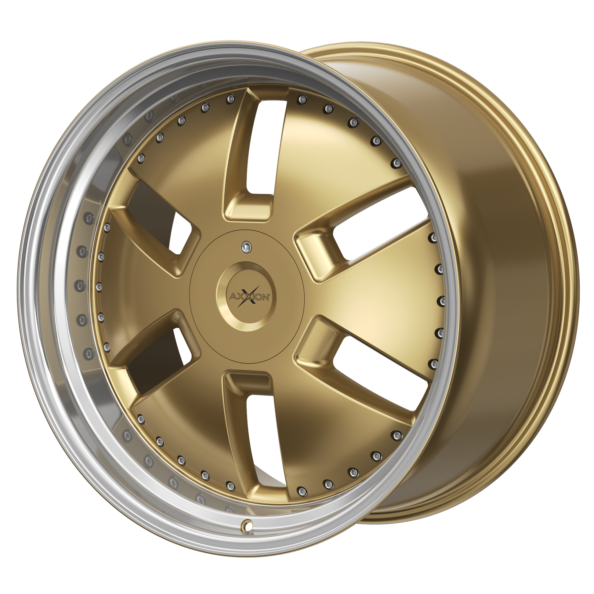 AXXION Felge Y1 Gold glänzend lackiert mit Hochglanzpoliertem Felgenbett