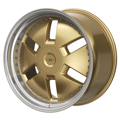 AXXION Felge Y1 Gold glänzend lackiert mit Hochglanzpoliertem Felgenbett