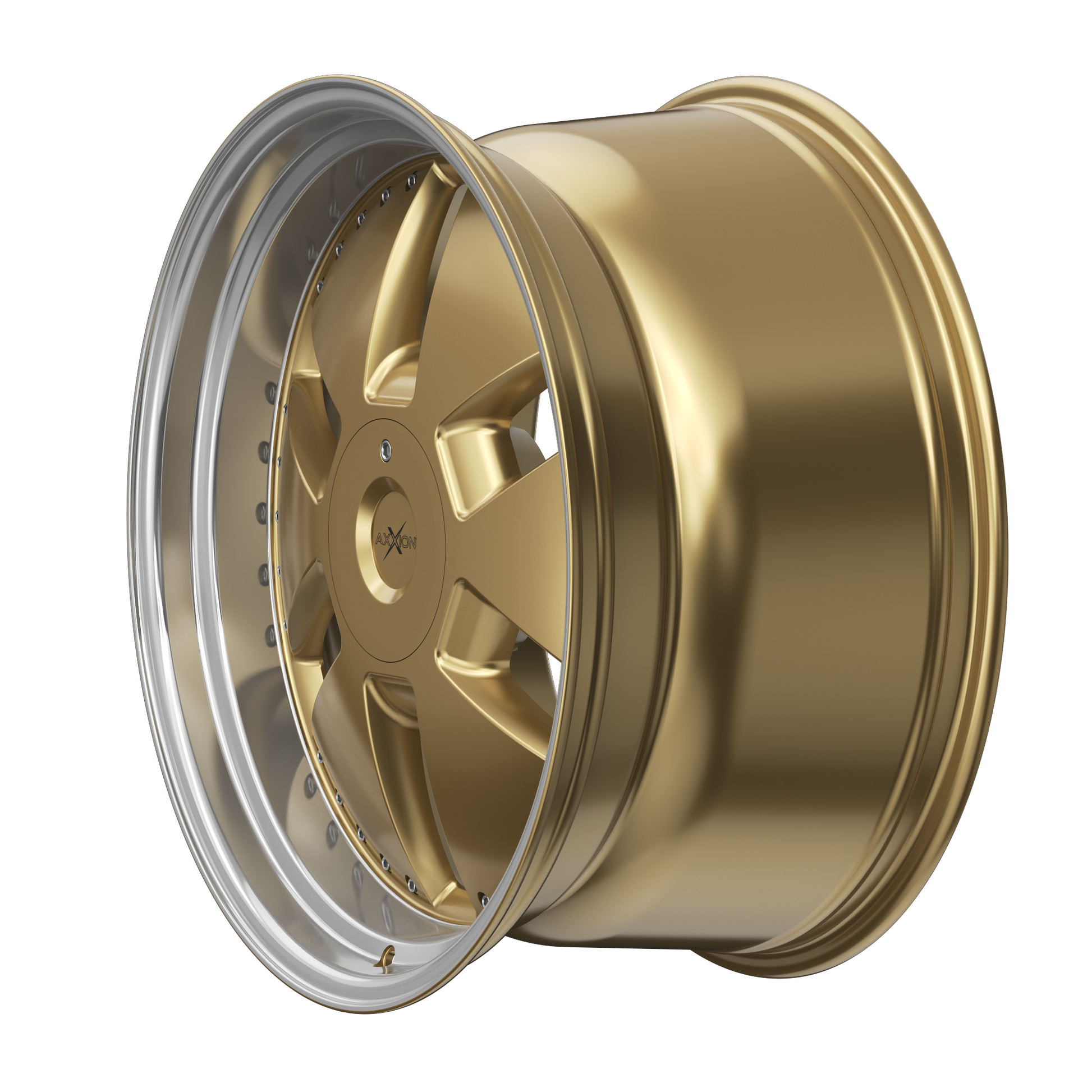 AXXION Felge Y1 Gold glänzend lackiert mit Hochglanzpoliertem Felgenbett