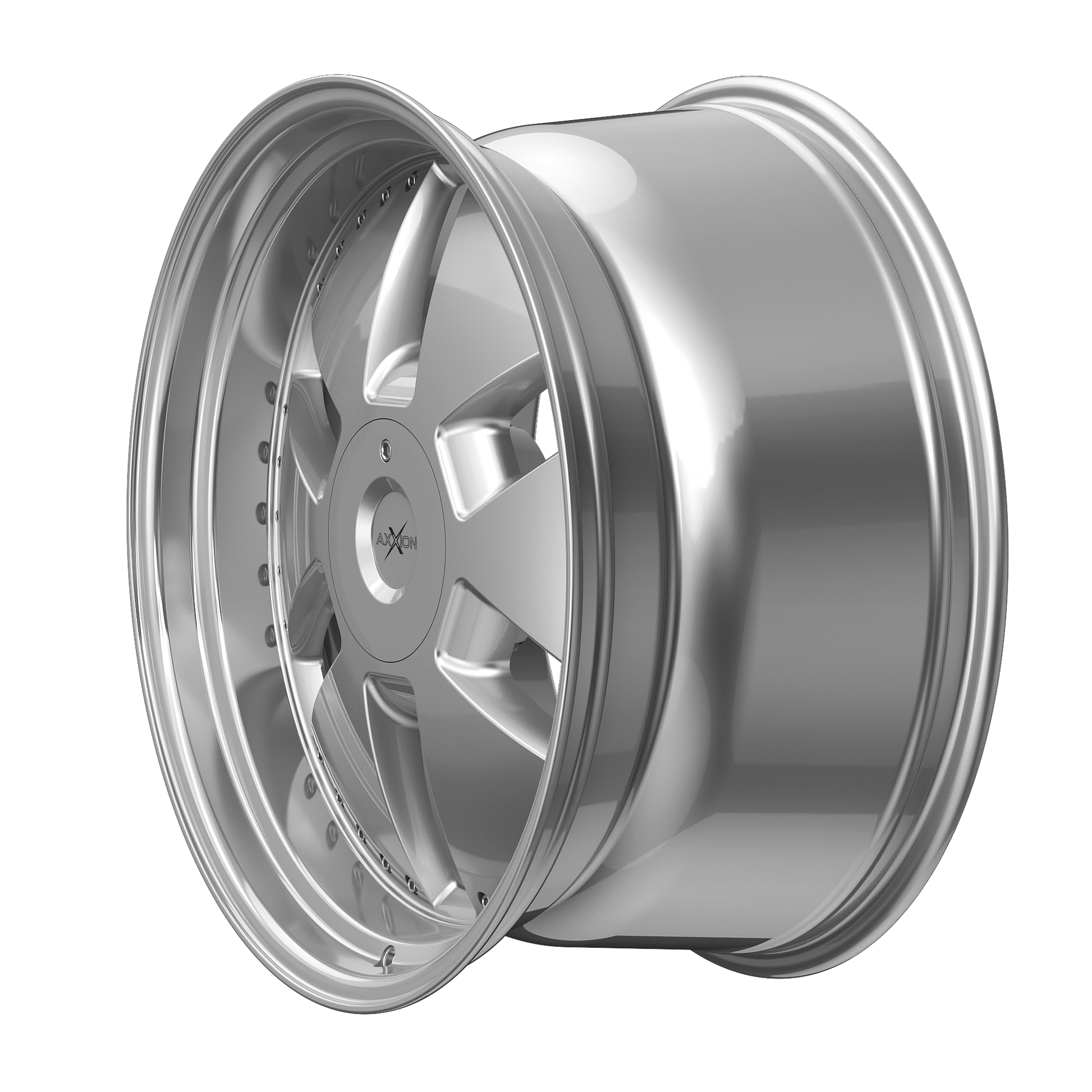 AXXION Felge Y1 Race Silber lackiert mit Hochglanzpoliertem Felgenbett